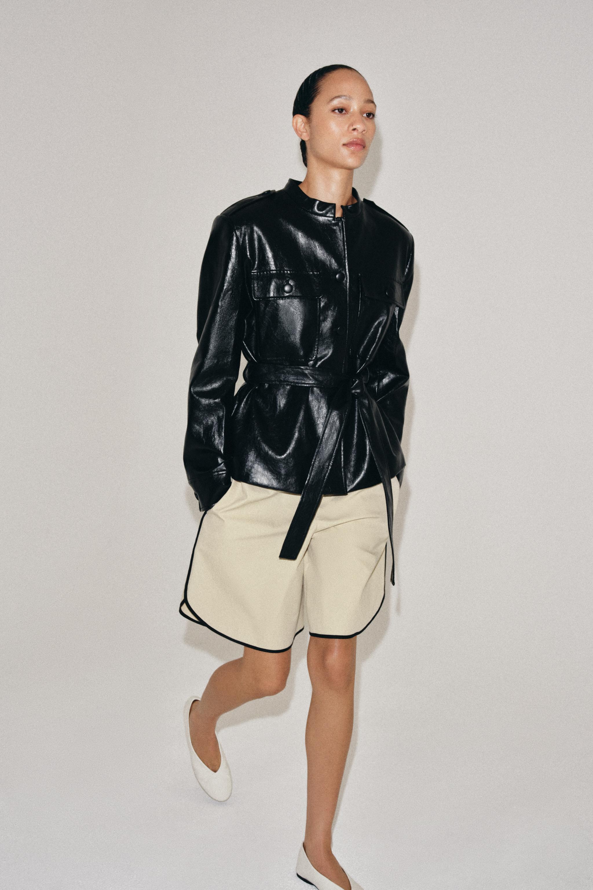 ZW COLLECTION フェイクレザージャケット - ブラック | ZARA Japan / 日本