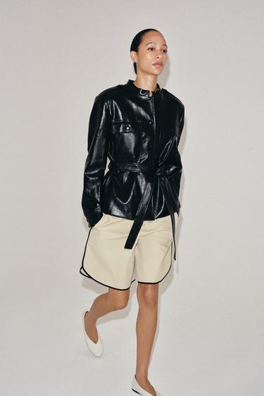جاكيت بلمسة جلدية ZW COLLECTION - أسود الخاص بـ Zara - صورة 0