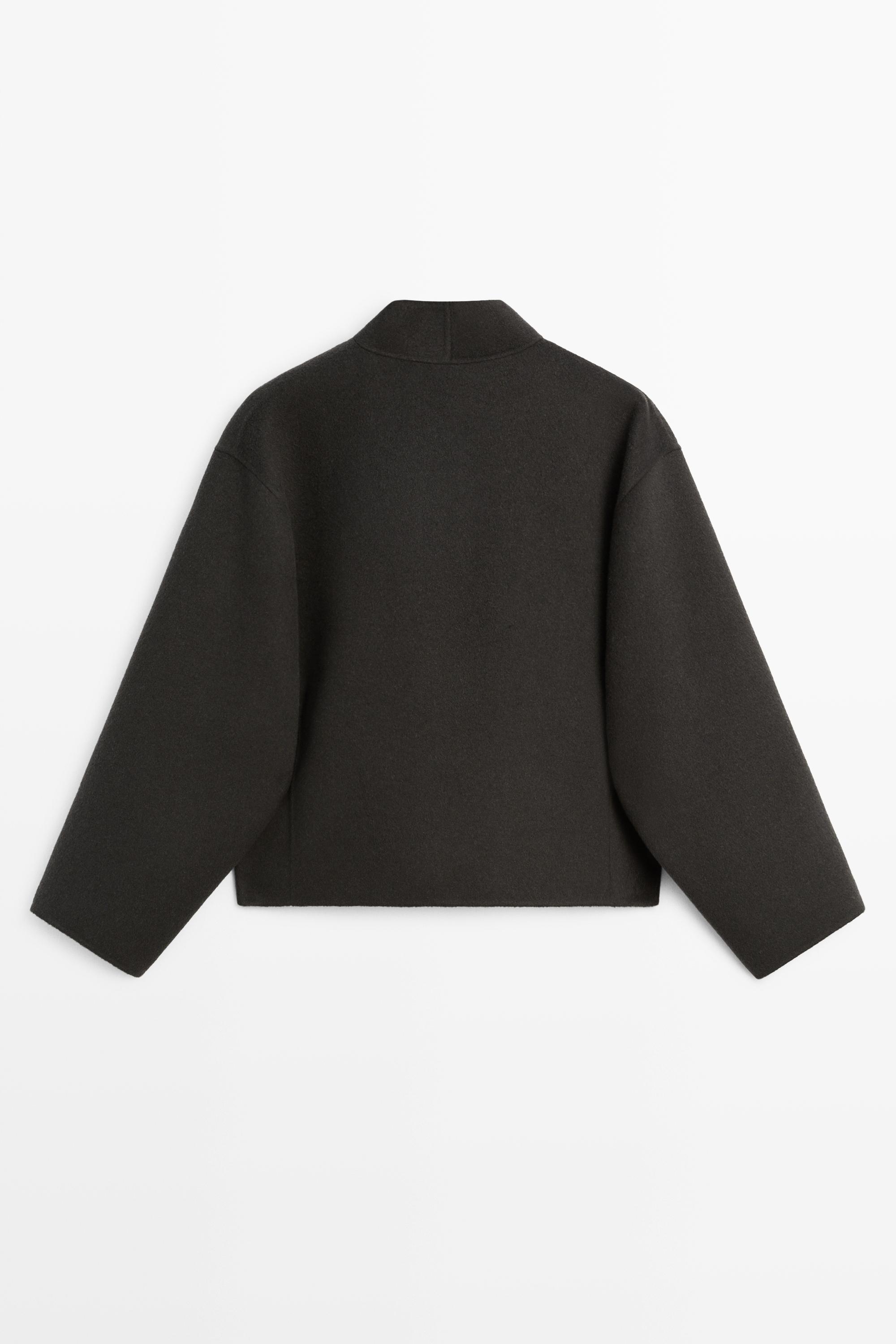 Short wool-blend coat with button detail