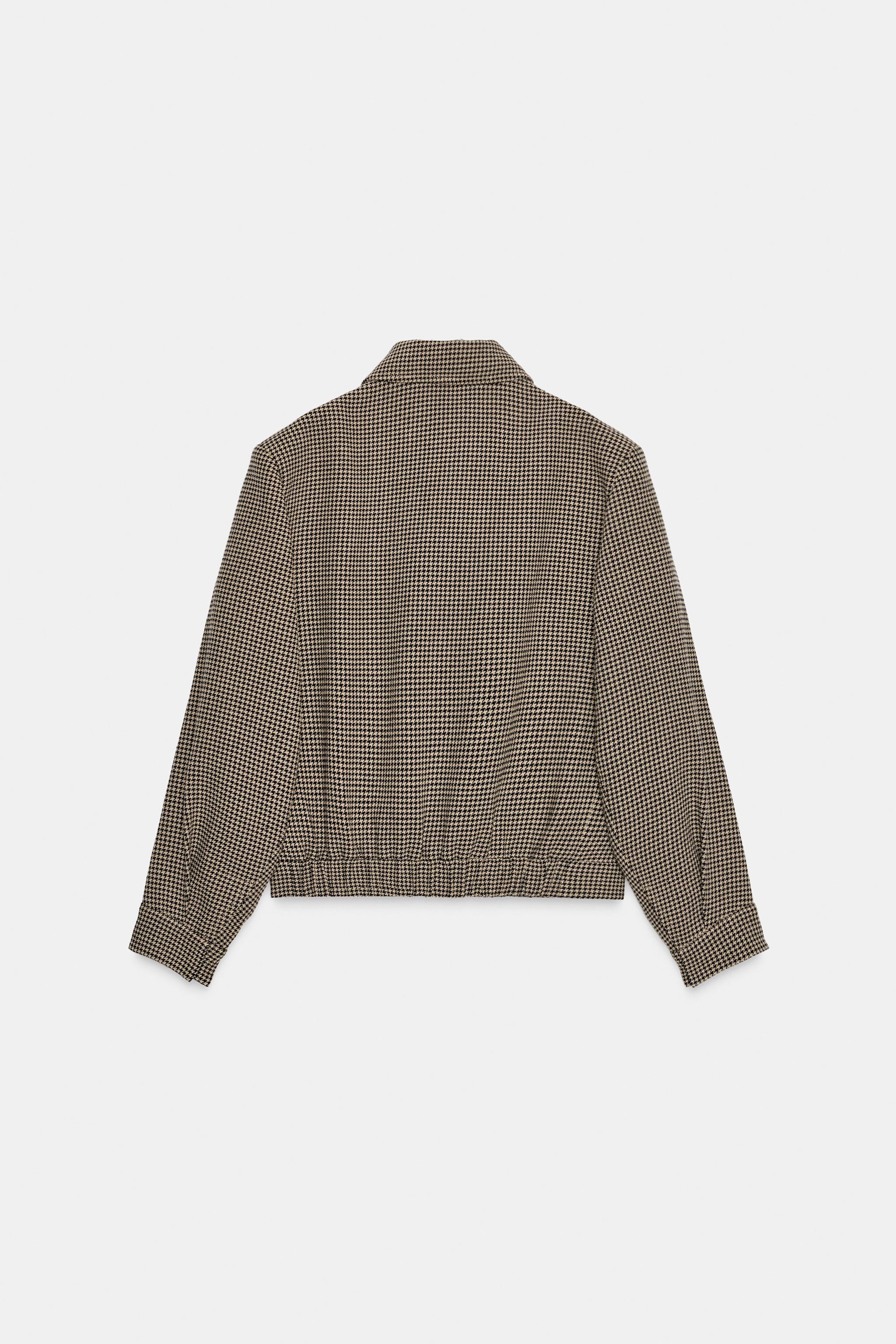 BLOUSON BOMBER PIED-DE-POULE ÉPAULETTES