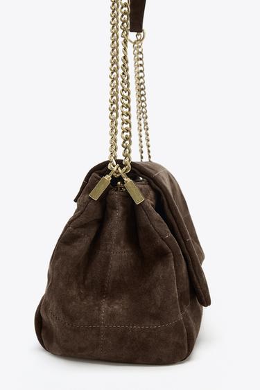 SPLIT SUEDE LEATHER SHOULDER BAG - Chocolate by Zara - Image 6