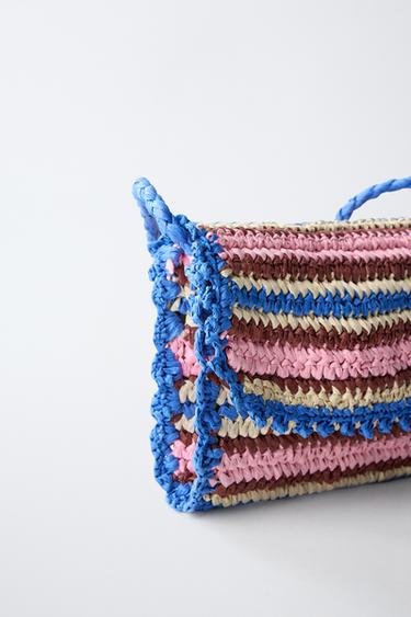 SAC BANDOULIÈRE EFFET RAPHIA - Bleu de Zara - Image 2