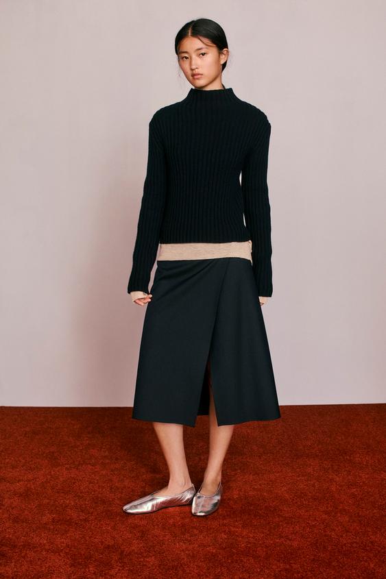 ASYMMETRIC WOOL BLEND MIDI SKIRT CREATED BY CARAMEL LONDON X ZARA - Navy blue by Zara - Image 0