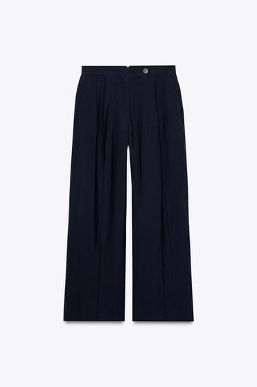 ZW COLLECTION TROUSERS WITH DARTS - Navy blue by Zara - Image 5