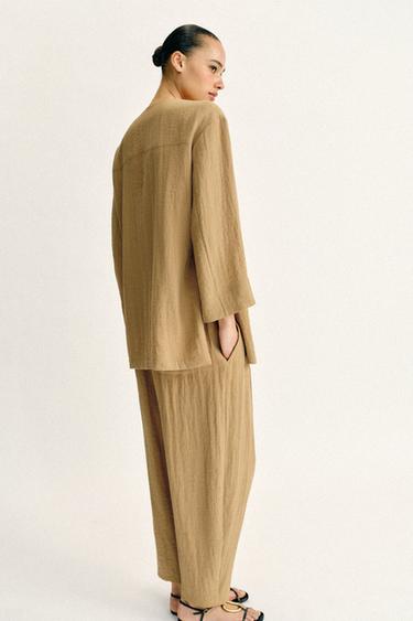 FLOWING TROUSERS WITH ELASTIC WAIST SET - camel by Zara - Image 2