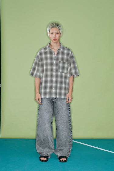 WIDE BAGGY FIT JEANS - Grey / Blue by Zara