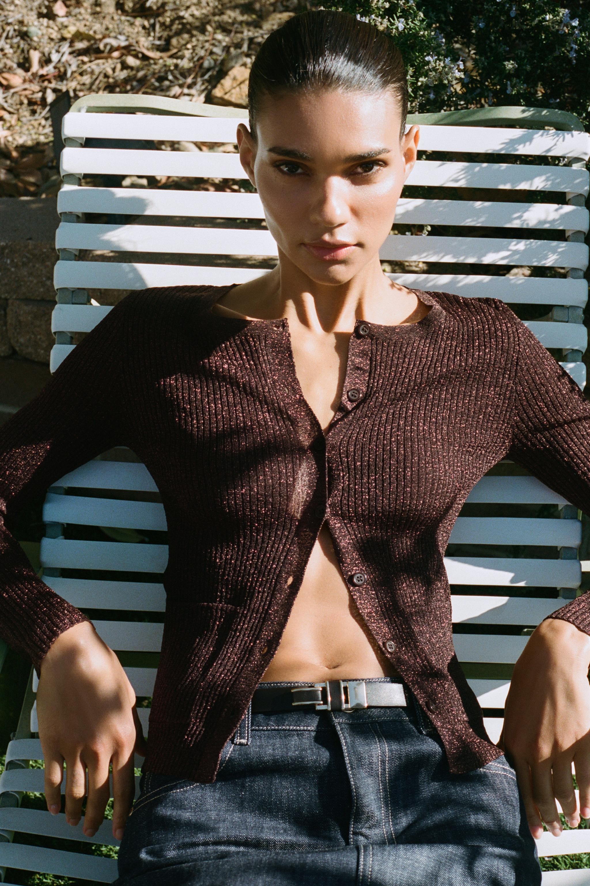 METALLIC THREAD JACKET - Light brown | ZARA United States