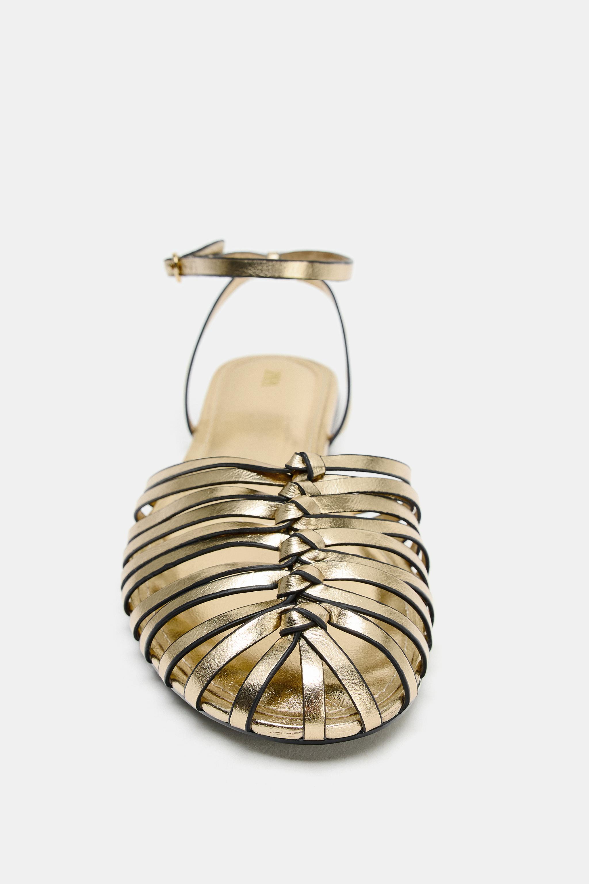 METALLIC EFFECT FLAT FISHERMAN SANDALS