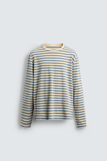 STRIPED LONG SLEEVE LINEN/COTTON T-SHIRT - Stripes by Zara