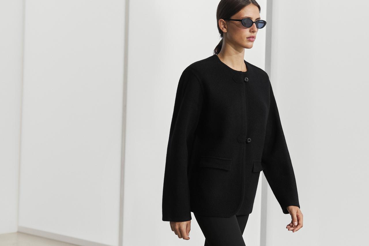 100% Wool Knit Cardigan with Button Details — Black
