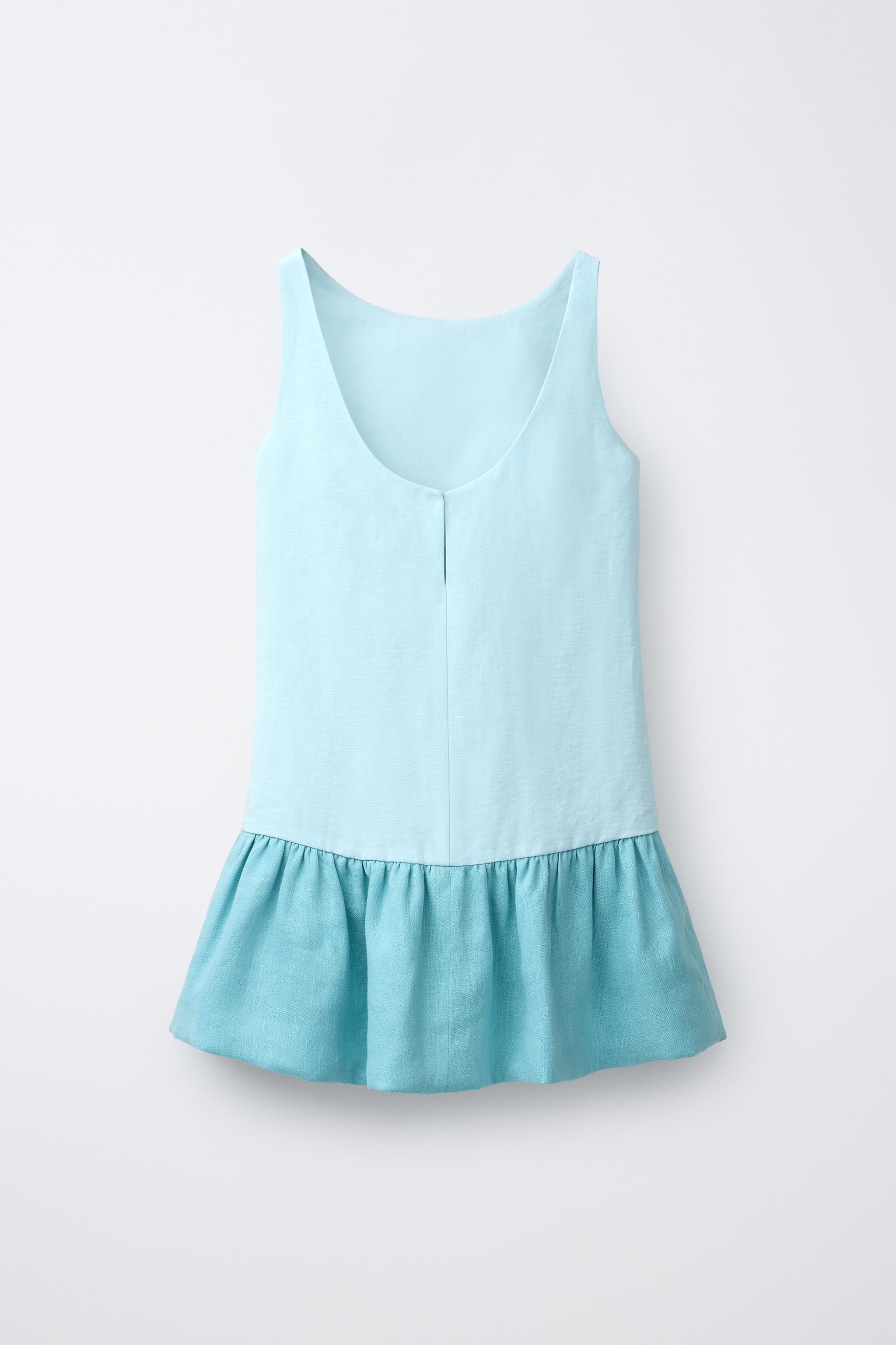 LINEN BLEND RUFFLED DRESS
