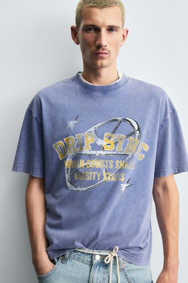 VARSITY GRAPHIC PRINT T-SHIRT - Mauve by Zara