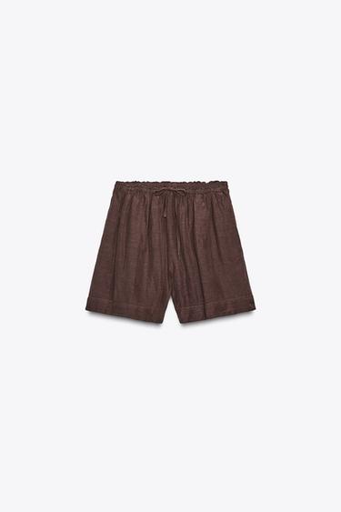 Zara ZW COLLECTION FLOWY SHORTS - Brown