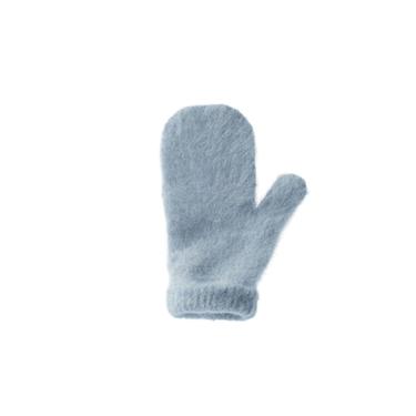 알파카 혼방 니트 미튼 장갑 - Zara 하늘색
