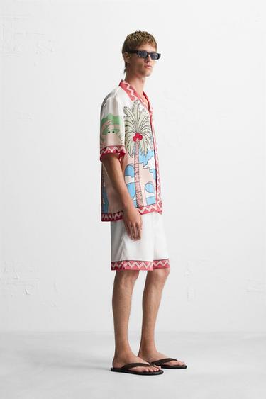 LANDSCAPE PRINT SATIN SHIRT - Pink by Zara - Image 3