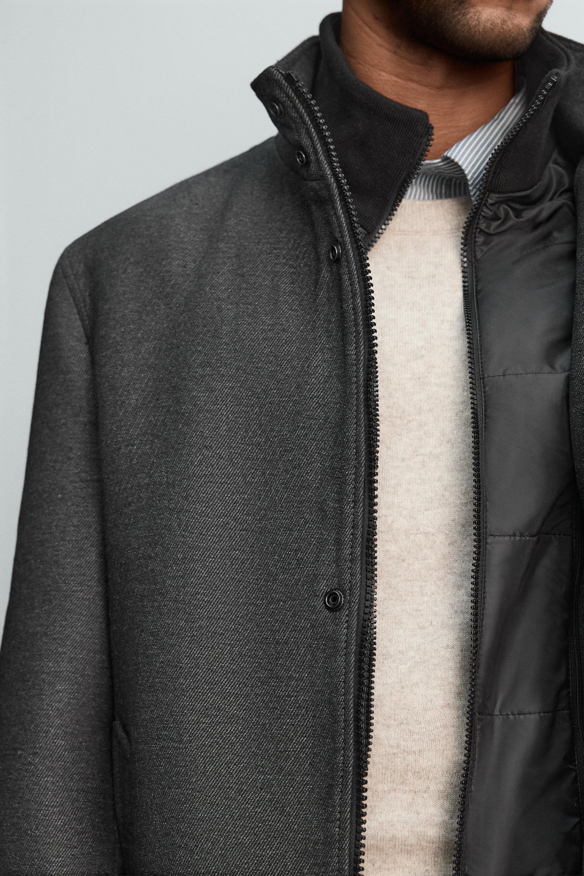 取り外し可能な襟付きコート - チャコールグレー | ZARA Japan / 日本