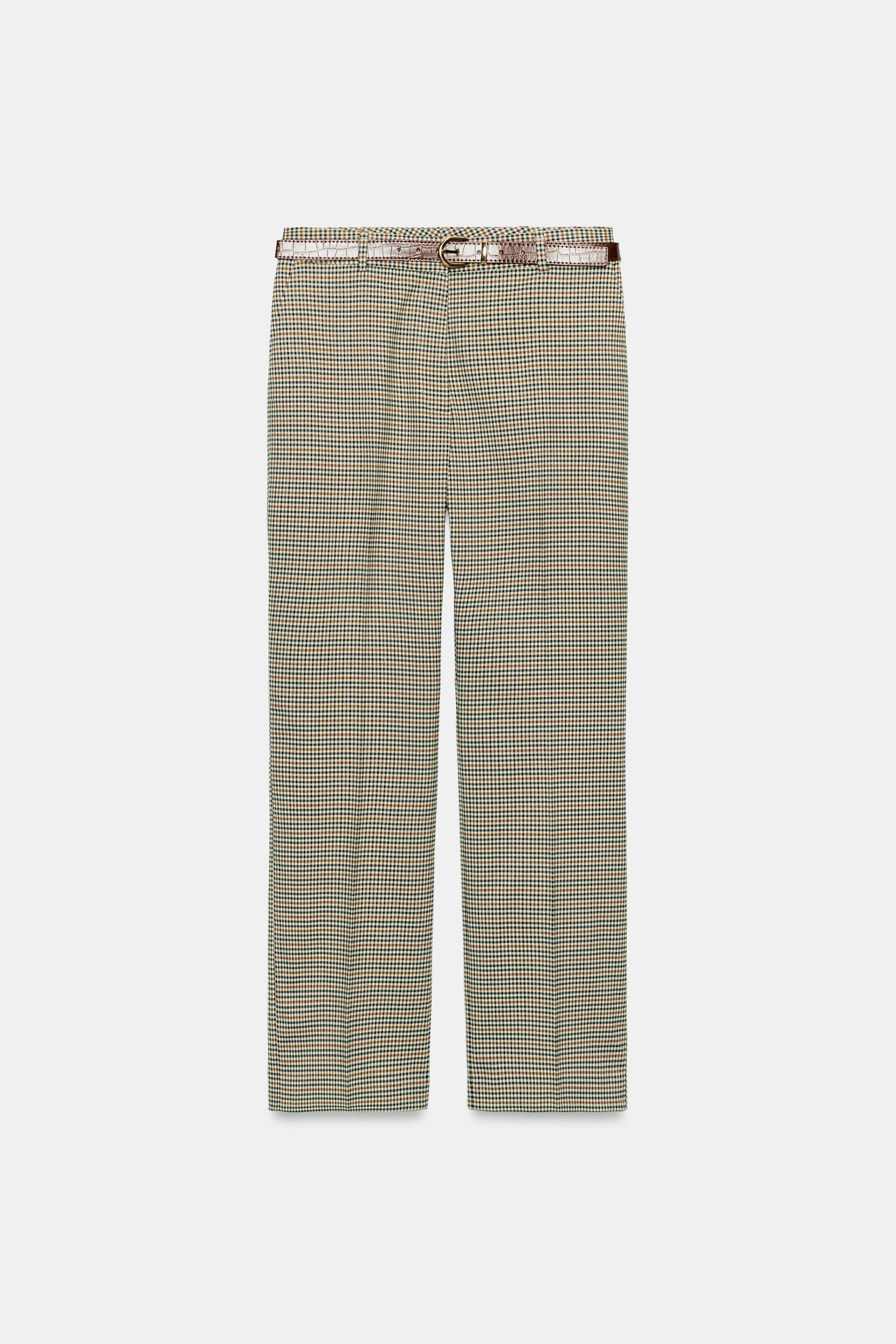 Checked Trousers With Belt
