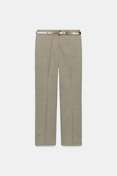 CHECKED TROUSERS WITH BELT - Multicoloured by Zara
