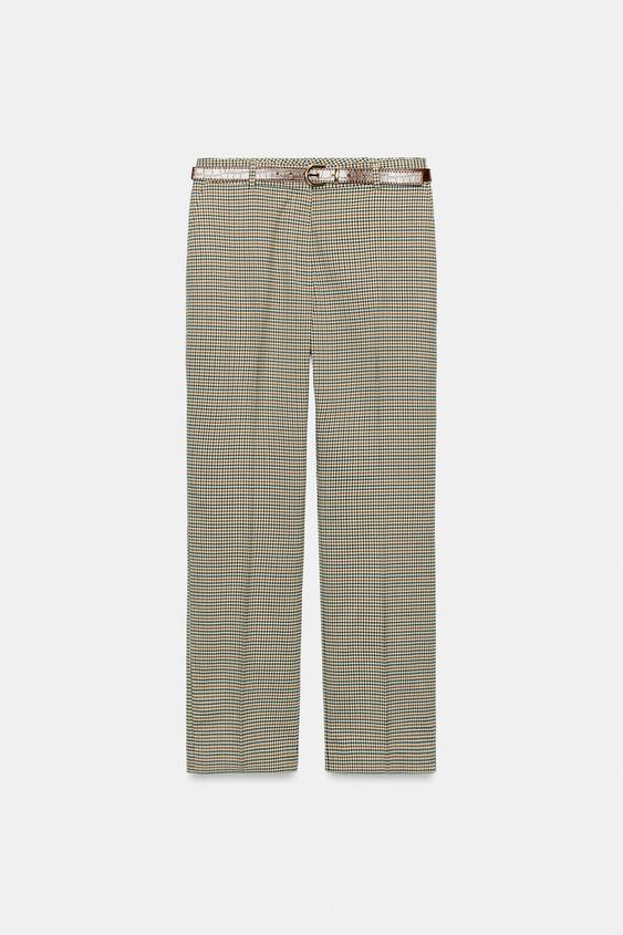 CHECKED TROUSERS WITH BELT - Multicoloured by Zara - Image 0