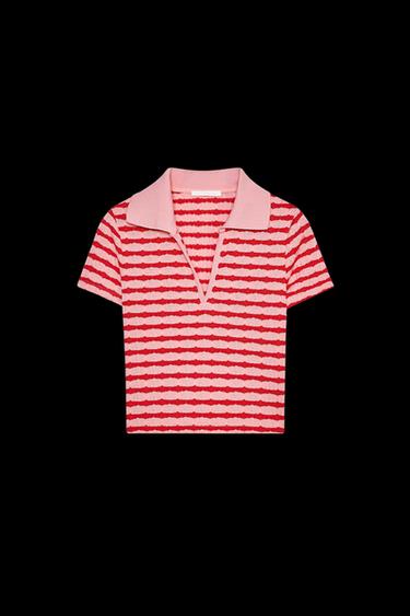 Zara JACQUARD POLO SHIRT - Pinks - Image 0