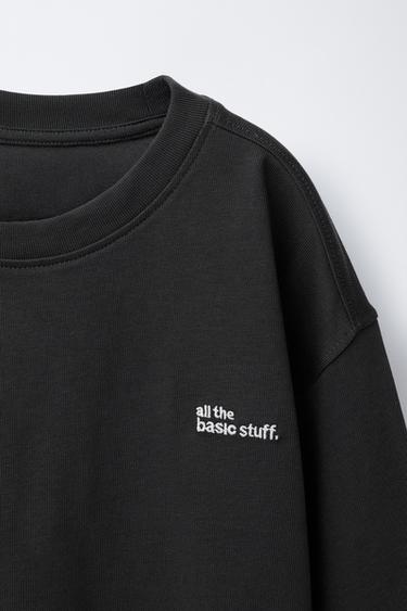 T-SHIRT HEAVY WEIGHT INSCRIPTION BRODÉE - Gris anthracite de Zara - Image 2