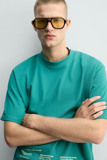 WASHED T-SHIRT WITH PRINTED GRAPHICS - LAGOON by Zara - Image 4