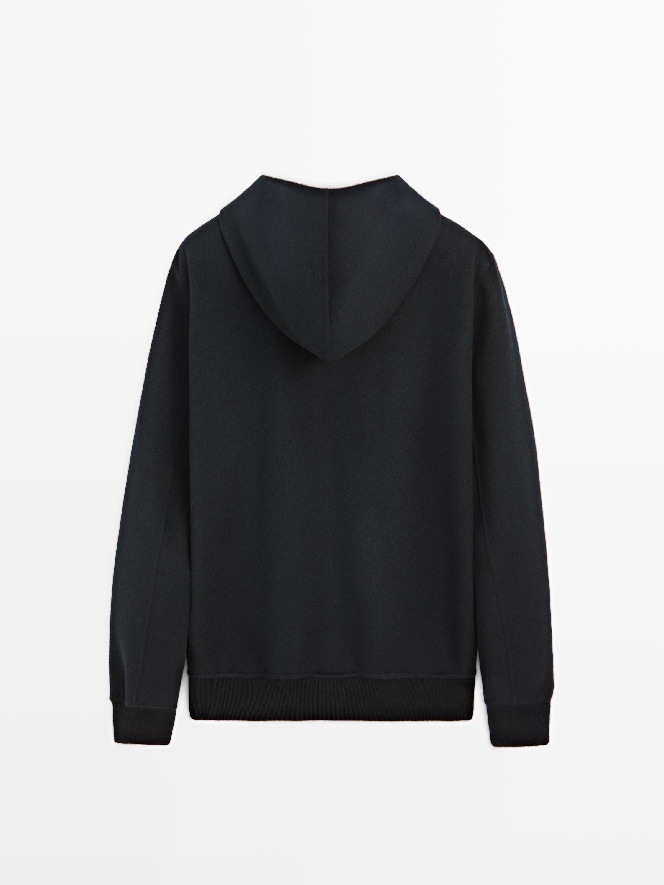 Wool blend hooded cardigan