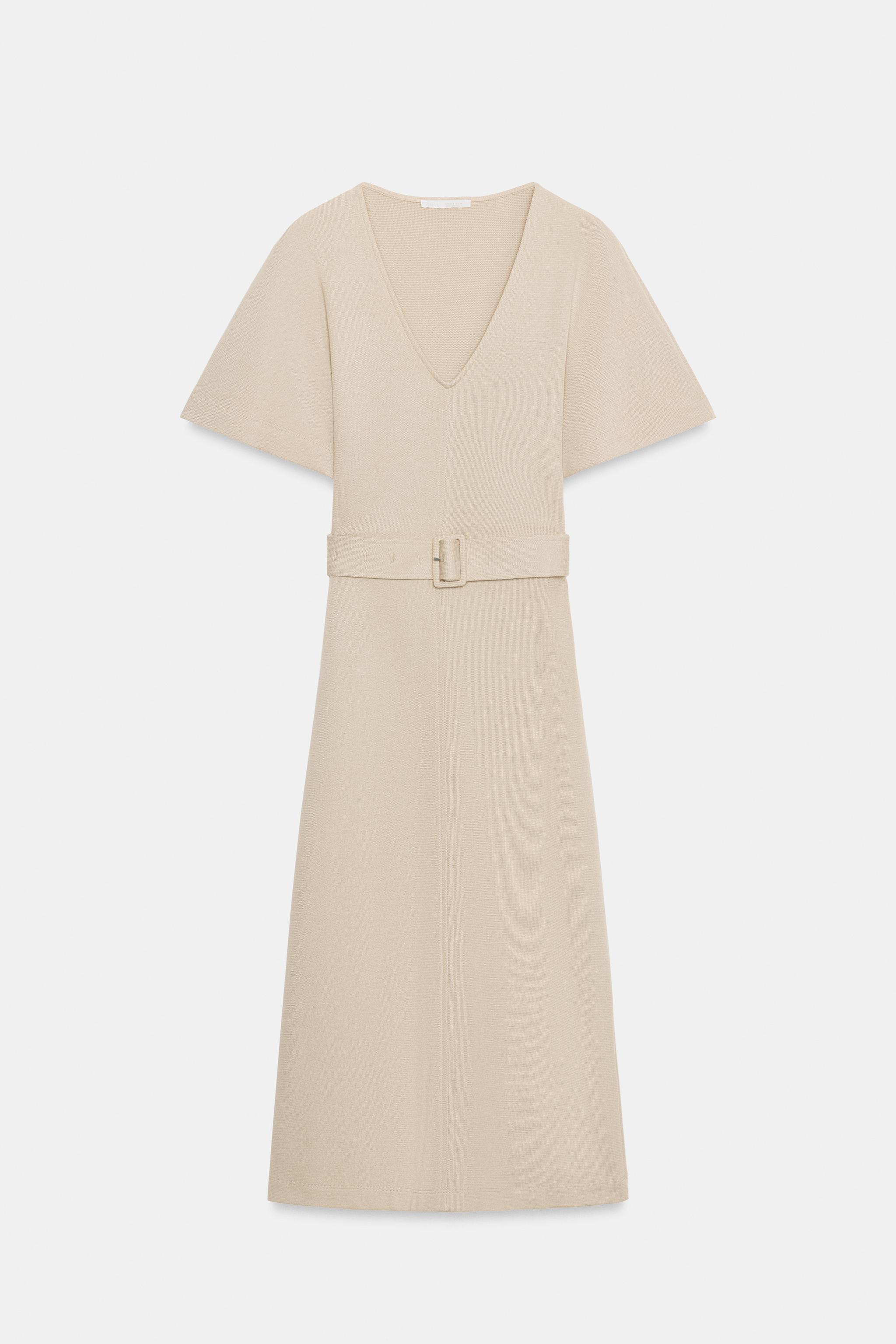 Zara Soft Kemerli Midi Elbise görsel 6