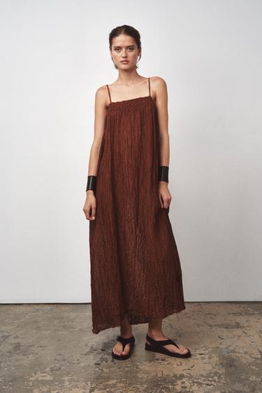 ZW COLLECTION LONG RAMIE DRESS - Brown by Zara - Image 0