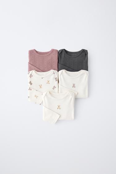 5-PACK BEAR BODYSUITS — Pink 1