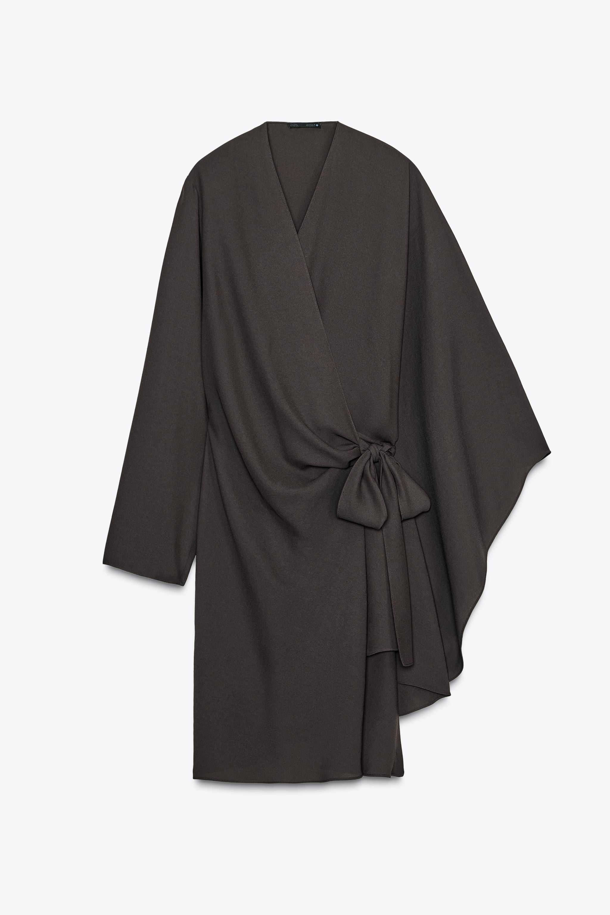 ZW COLLECTION ASYMMETRIC WRAP BLOUSE - Dark brown | ZARA