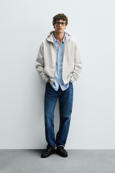 SWEATSHIRT COM CAPUZ E FECHO DE CORRER - Cinzento-vigoré da Zara