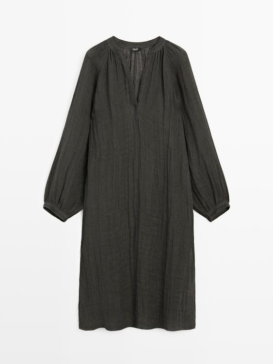 Flowing 100% linen long oversize blouse from Zara - $160