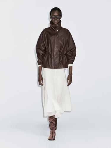 Zara Nappa leather jacket with grainy finish - Brown - Image 0