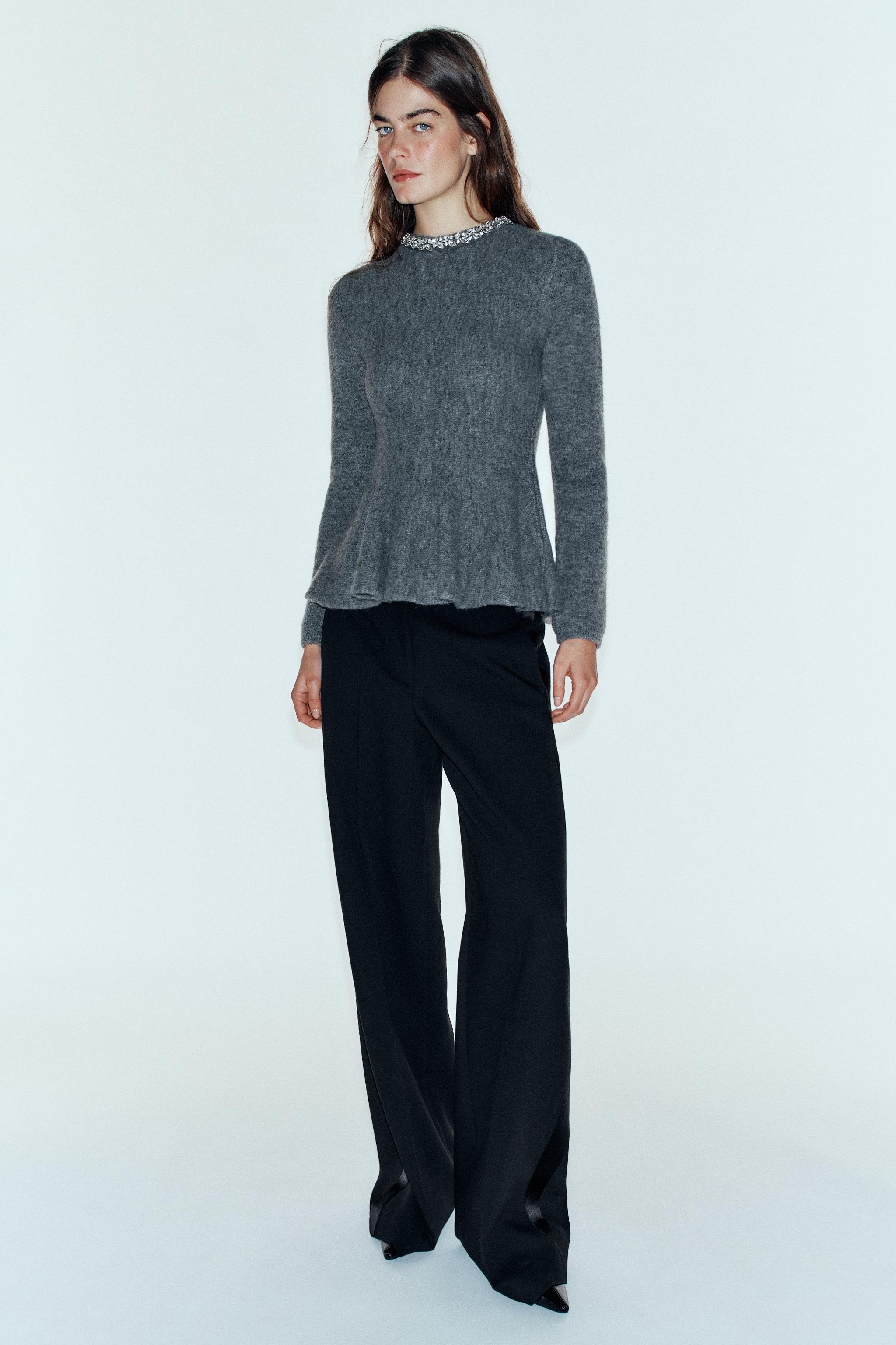 Jewel Neck Knit Sweater by Zara