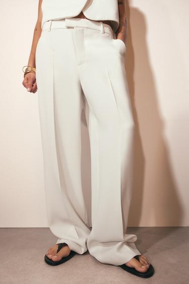 ZW COLLECTION STRAIGHT-LEG TROUSERS - Ecru by Zara