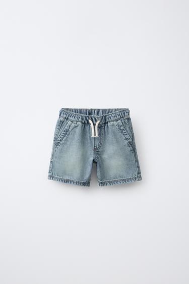 DENIM BERMUDA SHORTS WITH LABEL - Ink blue by Zara