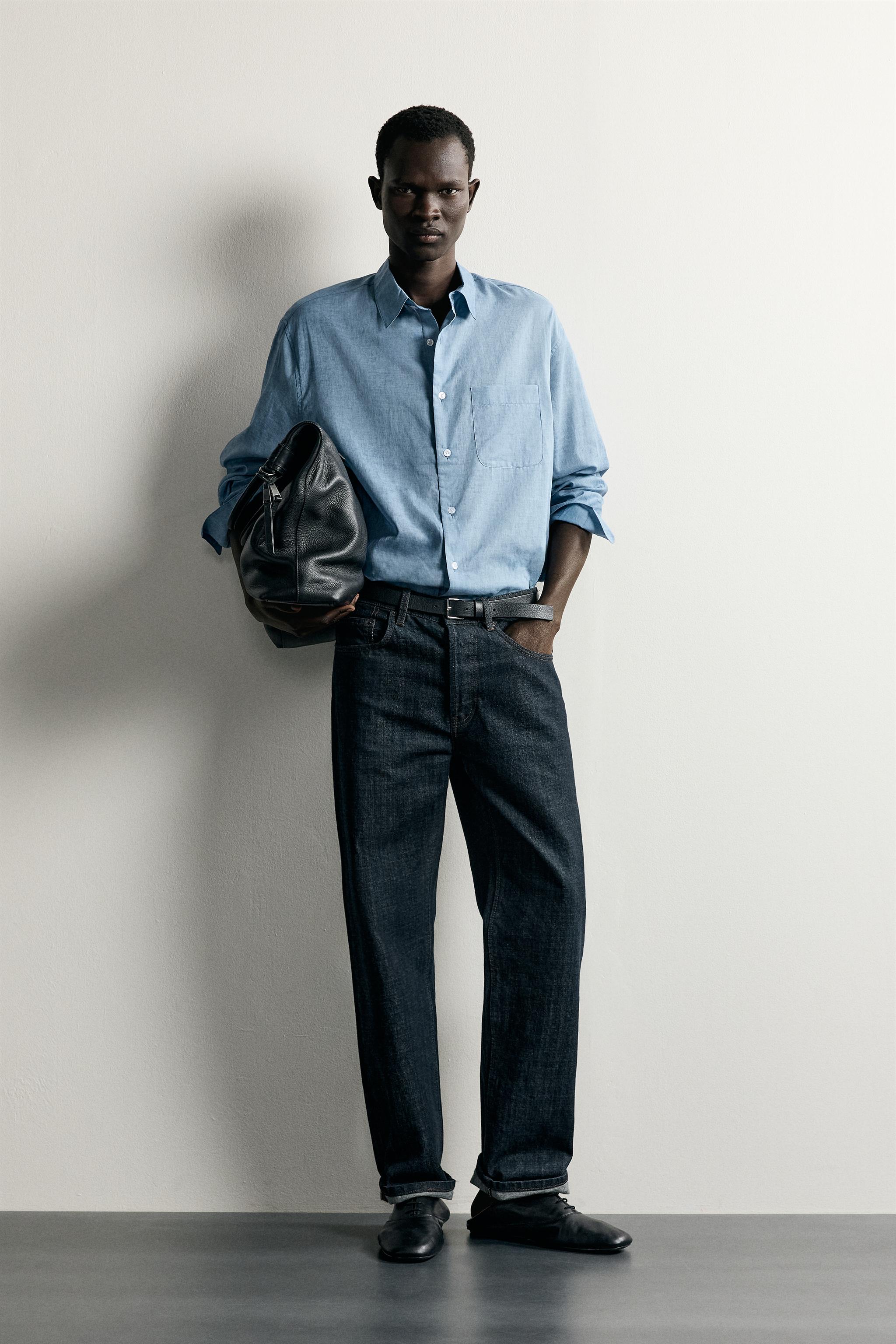 Zara YIKAMA EFEKTLİ RELAXED FIT GÖMLEK