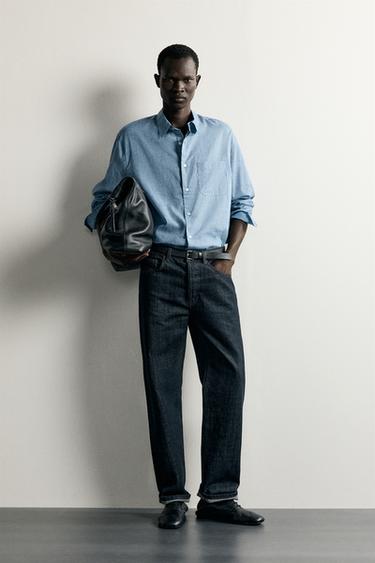 CAMISA RELAXED FIT EFECTO LAVADO - Azul vigoré de Zara - Imagen 0