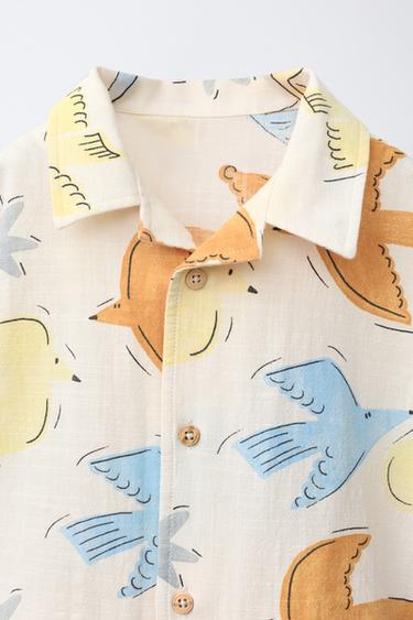 BIRD PRINT SHIRT - Light beige by Zara - Image 2