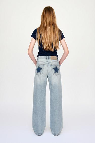 ДЖИНСЫ WIDE LEG С ЗАКЛЕПКАМИ — СИНИЙ от Zara