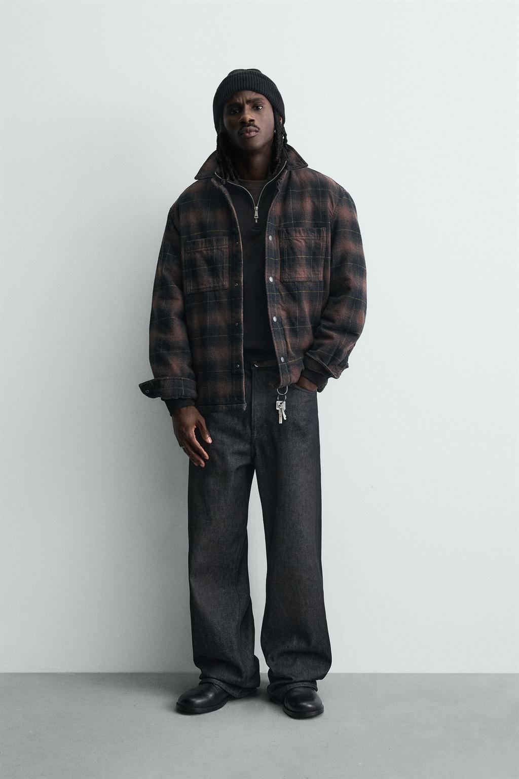 ZARA PLAID PADDED OVERSHIRT