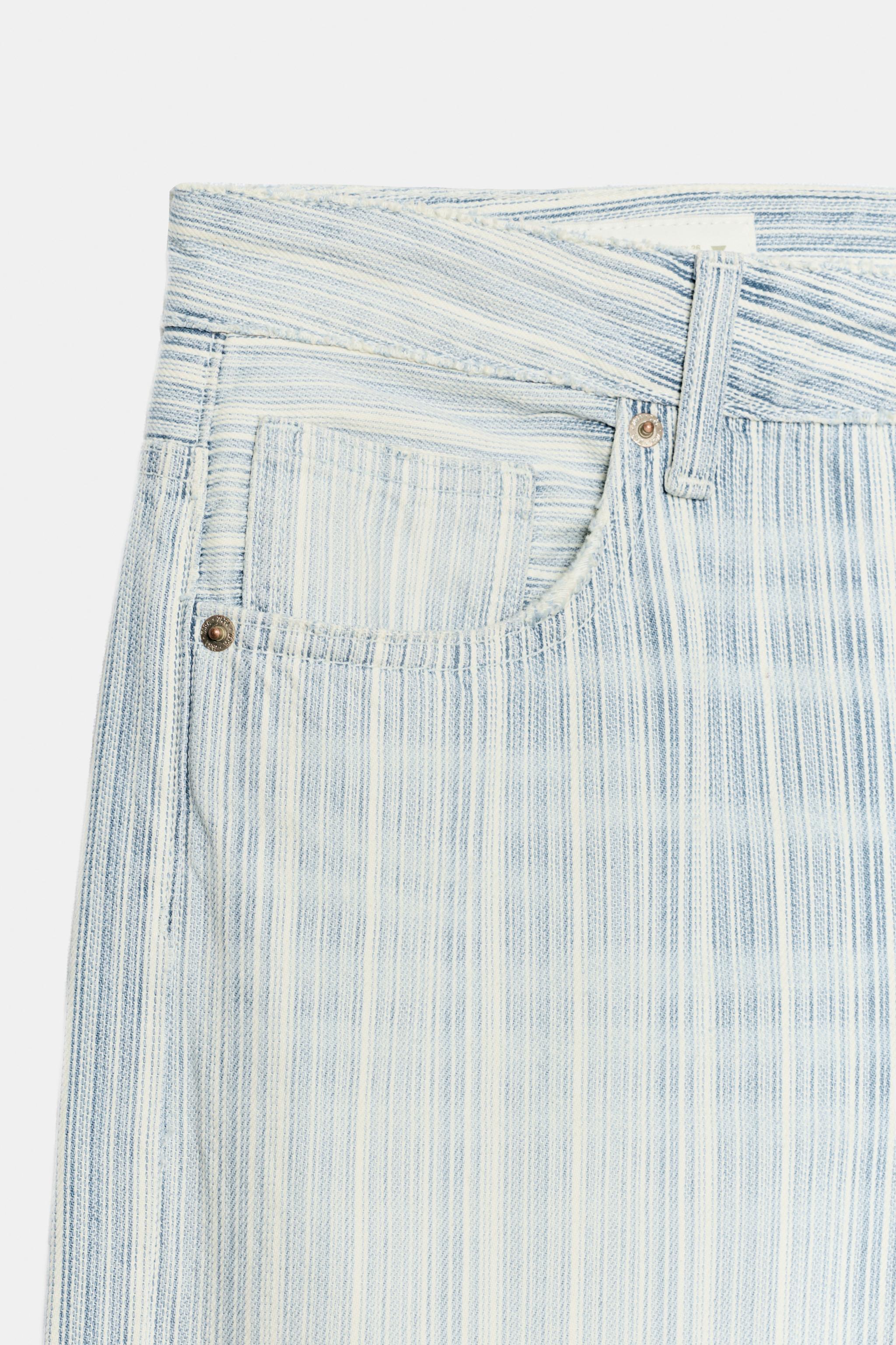TRF LOW RISE STRIPED FOLDED LOOSE JEANS