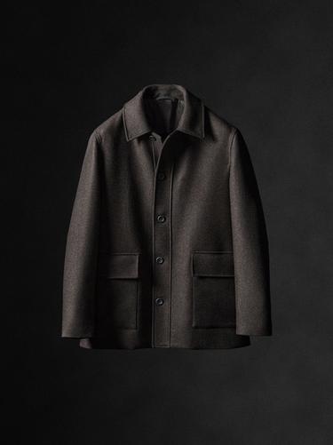 Zara Mid-length herringbone wool blend coat - Chocolate