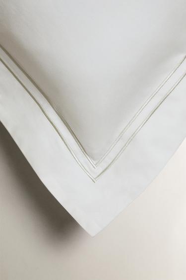 PILLOWCASE WITH TWO EMBROIDERED DETAILS - Light green by Zara - Image 3