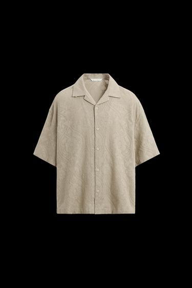 Zara GEOMETRIC JACQUARD SHIRT - Taupe gray - Image 0