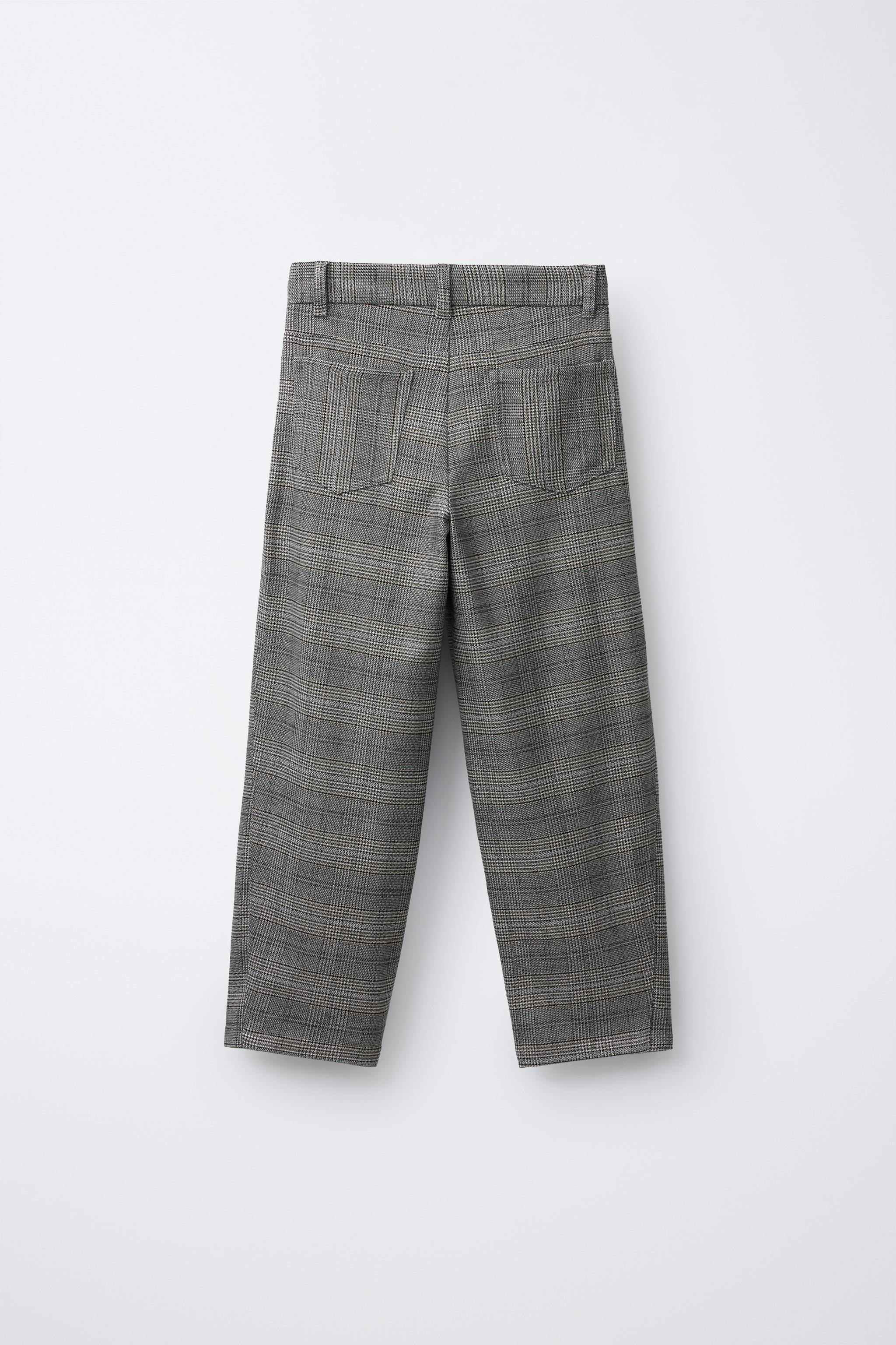WARM PLAID BARREL PANTS