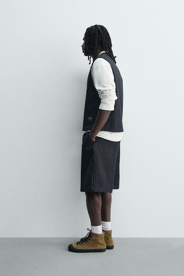 GILET EN DENIM À RAYURES - Bleu de Zara - Image 3