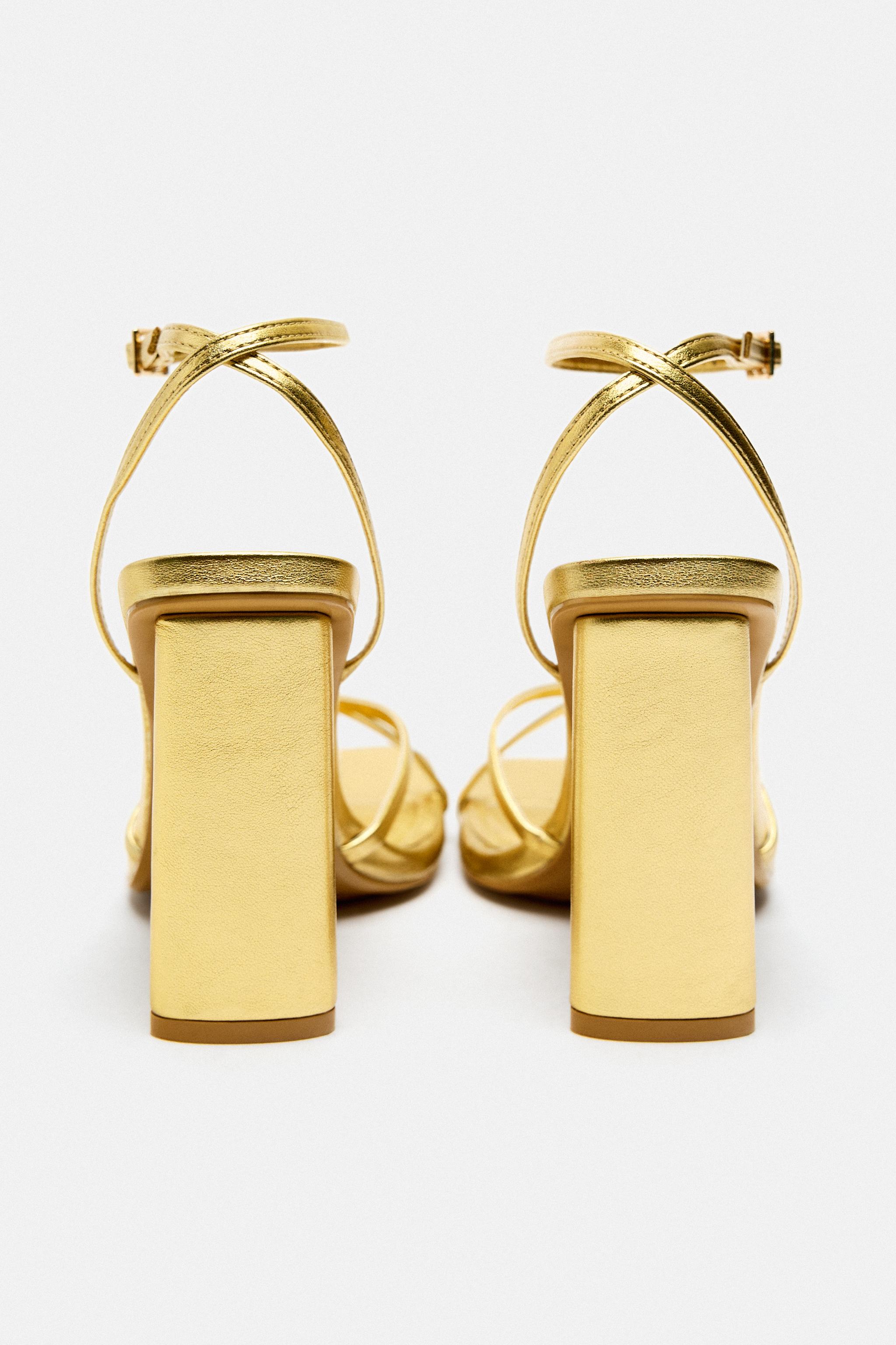 Zara satin strappy mid heel online sandals