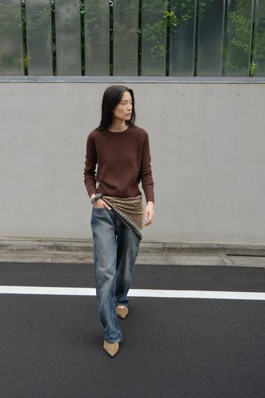 BASIC 100% WOOL SWEATER - Brown by Zara